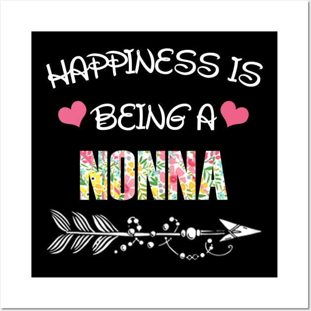 Happiness is being Nonna floral gift Wall Art by DoorTees